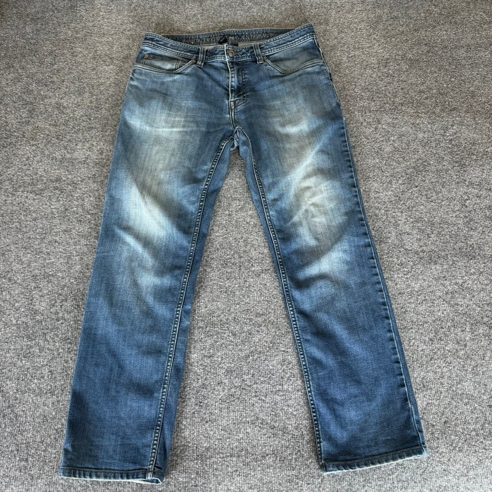 prAna Slim Fit Jeans Mens 32x27 Blue Wash Denim Slim Outdoor Stretch Pants